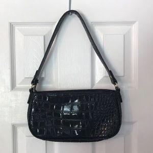croc embossed baguette bag